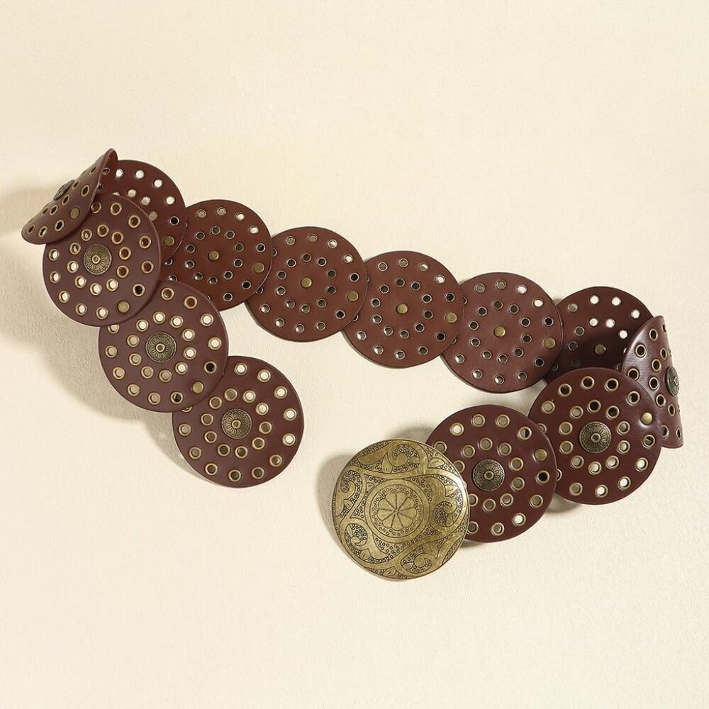 Vintage Boho Concho Leather Waist Belt - image 4